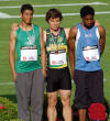 Podium 100m CM 1 Romain Burel 2 Jimmy Vicot 3 Flavien BILOUNGA 